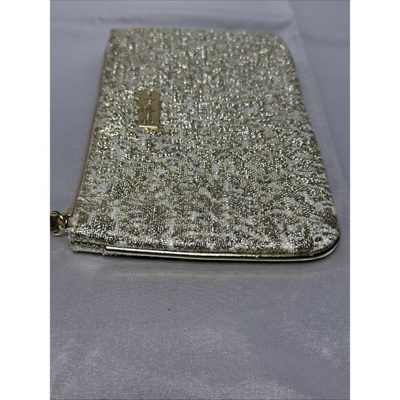 Lilly Pulitzer Gold Glittery Textured Zip Clutch / Cosmetic Pouch - Picture 4 of 8